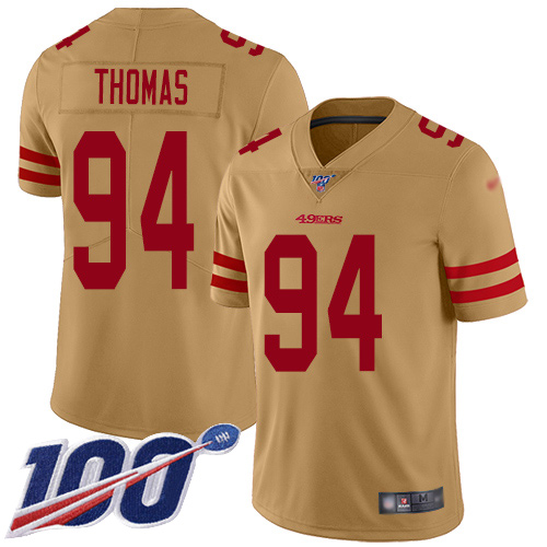 San Francisco 49ers Limited Gold Men Solomon Thomas NFL Jersey 94 100th Season Vapor Untouchable Inverted